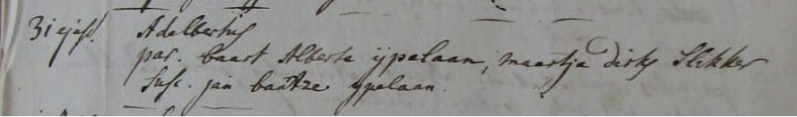 R.K. doopinschrijving Albert IJpelaan, Limmen 1773