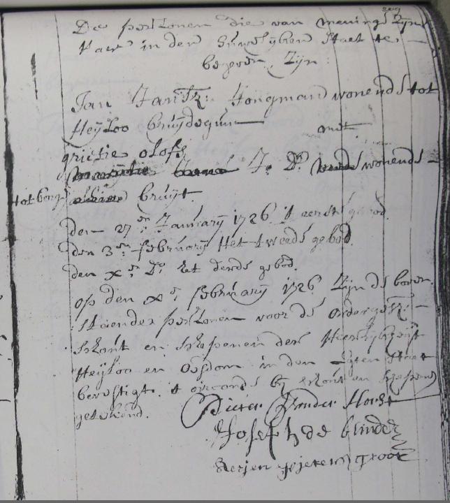 Burgerlijke huwelijksinschrijving Jan Jansz., en Grietie Olofs, Heiloo, 1726