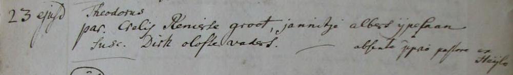 Doopinschrijving Dirk Groot, 1776