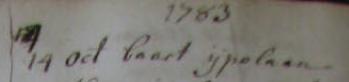 R.K. overlijdensinschrijving Baart IJpelaan, Limmen 1783