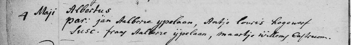 R.K. doopinschrijving eerste Albert IJpelaan, Limmen 1786