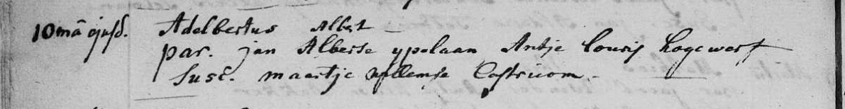 R.K. doopinschrijving tweede Albert IJpelaan, Limmen 1788